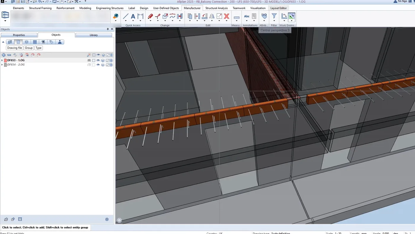 The Peikko Allplan Toolbox running inside Allplan