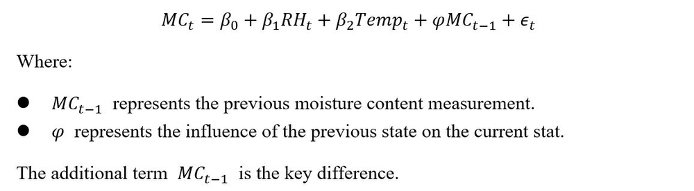 The ARX model, adding the previous moisture state as a term