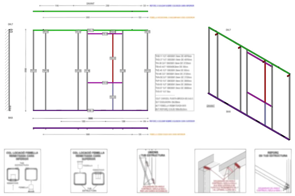 Generated shop drawing of a precast element with its dimensions and connection details